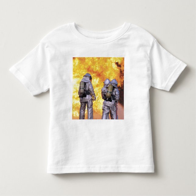 T-shirt Pour Les Tous Petits Les pompiers éteignent un incendie d'avion (Devant)