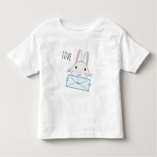 T-shirt Pour Les Tous Petits Lettre d'amour mignonne et belle lapin tenant