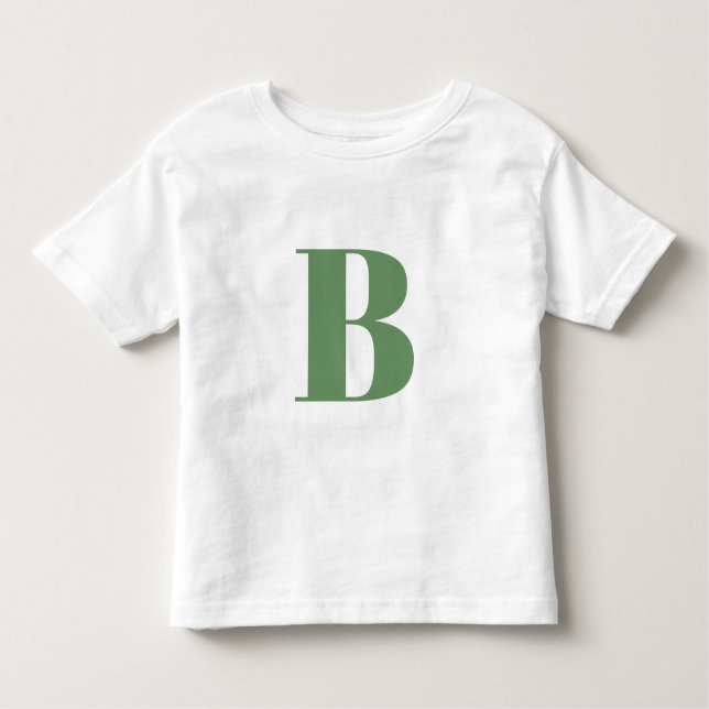 T-shirt Pour Les Tous Petits Lettre initiale | Monogramme Moderne Tendance Sage (Devant)