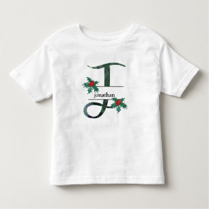 T-shirt Pour Les Tous Petits *~* Lettre J Christmas Holly Berries Nom