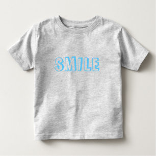 T-shirt Pour Les Tous Petits Lettres bleu clair "Smile" gris