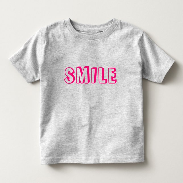 T-shirt Pour Les Tous Petits Lettres fuchsia "Smile" rose chaud (Devant)