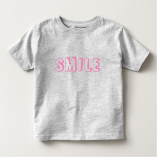 T-shirt Pour Les Tous Petits Lettres roses "Smile" grises