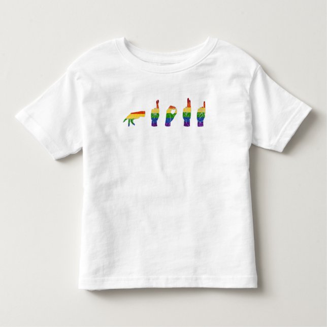T-shirt Pour Les Tous Petits LGBT Parties scintillant Rainbow ASL Fière (Devant)