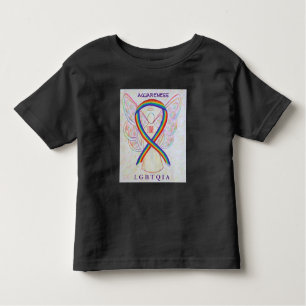 T-shirt Pour Les Tous Petits LGBTQIA Rainbow Awareness Ribbon Angel Chemise