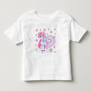 T-shirt Pour Les Tous Petits Licorne Arc-en-Ciel Aquarelle Personnalisée Mignon