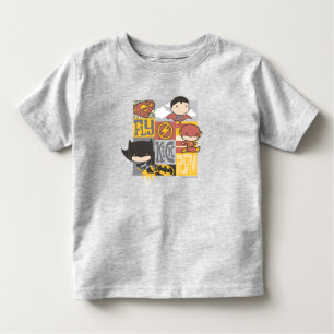 T-shirt Pour Les Tous Petits Ligue de justice de Chibi Voler, Tirer, Exécuter