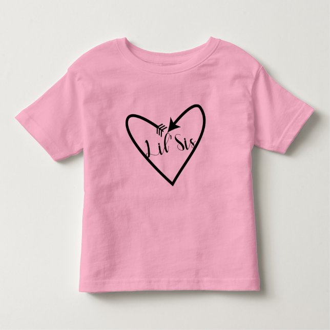 T-shirt Pour Les Tous Petits Lil' Sis Sœur Enfants Script Flèche Cœur Bohème (Devant)
