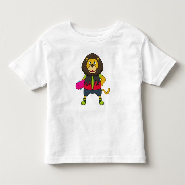 T-shirt Pour Les Tous Petits Lion as skater with skateboard (Devant)