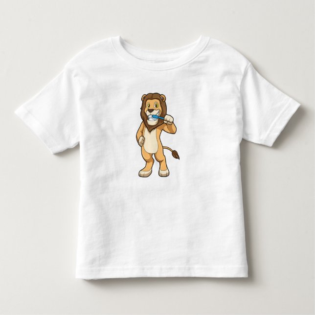 T-shirt Pour Les Tous Petits Lion avec brosse à dents (Devant)