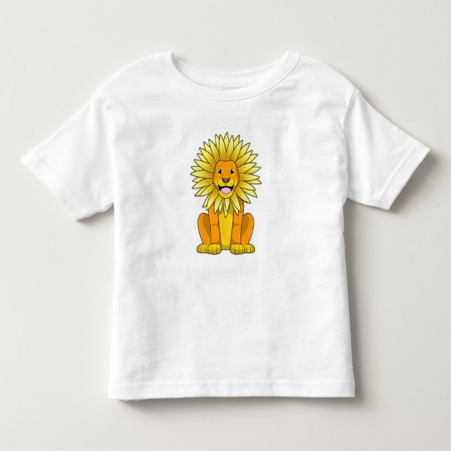 T-shirt Pour Les Tous Petits Lion avec Fleur de tournesol (Devant)