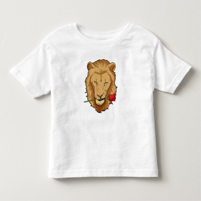 T-shirt Pour Les Tous Petits Lion avec Rose (Devant)