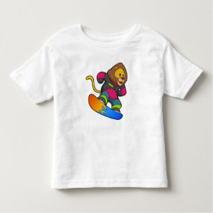 T-shirt Pour Les Tous Petits Lion en Snowboard avec Snowboard