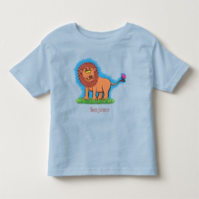 T-shirt Pour Les Tous Petits Lion joyeux avec dessin animé de papillon (Devant)