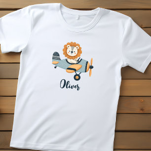 T-shirt Pour Les Tous Petits Lion mignon sur l'avion de charme Personnalisé