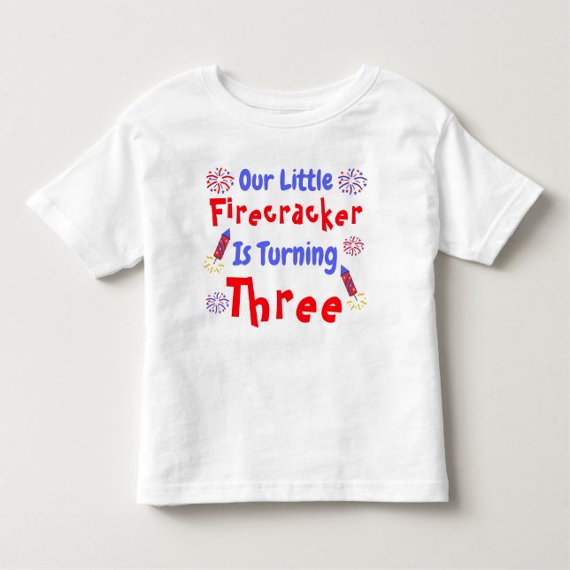 T-shirt Pour Les Tous Petits Little Firecracker 3ème anniversaire (Devant)