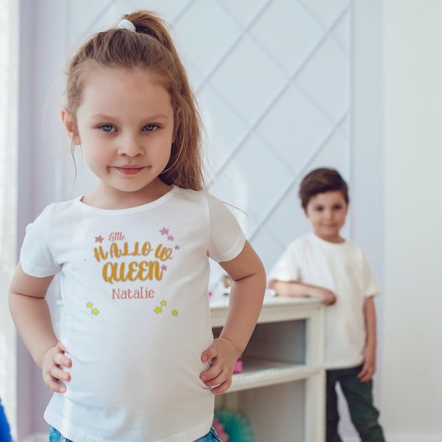 T-shirt Pour Les Tous Petits Little Hallow Queen Halloween Nom personnalisé (Créateur téléchargé)