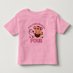 T-shirt Pour Les Tous Petits Little Monkey 4th Birthday Girl