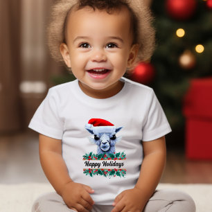 T-shirt Pour Les Tous Petits Llama Avec Chapeau Du Père Noël