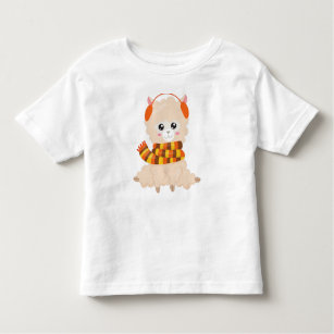 T-shirt Pour Les Tous Petits Llama D'Automne, Llama Mignonne, Llama Avec Écharp