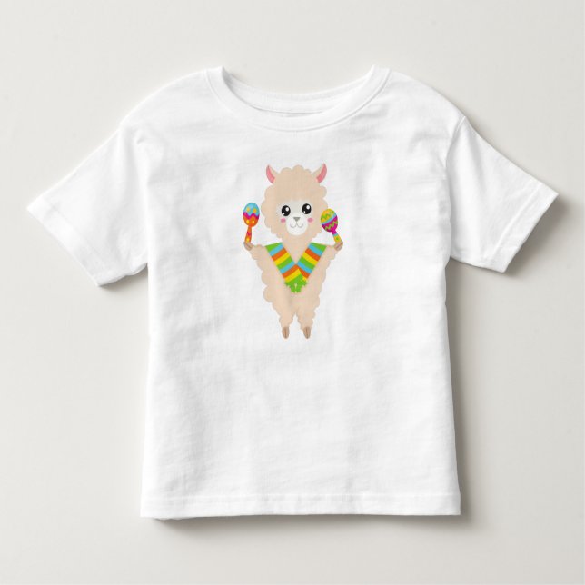 T-shirt Pour Les Tous Petits Llama mexicaine, Llama mignonne, Alpaca, Écharpe,  (Devant)