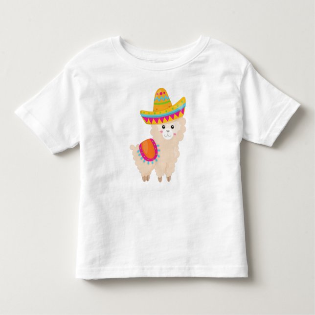 T-shirt Pour Les Tous Petits Llama mexicaine, Llama mignonne, Alpaca mignonne,  (Devant)