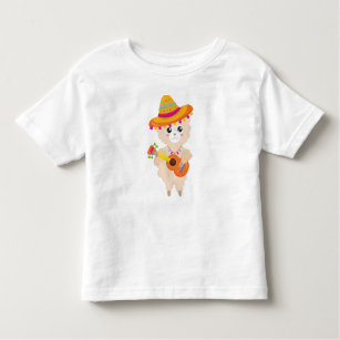 T-shirt Pour Les Tous Petits Llama mexicaine, Llama mignonne, Sombrero, Guitare