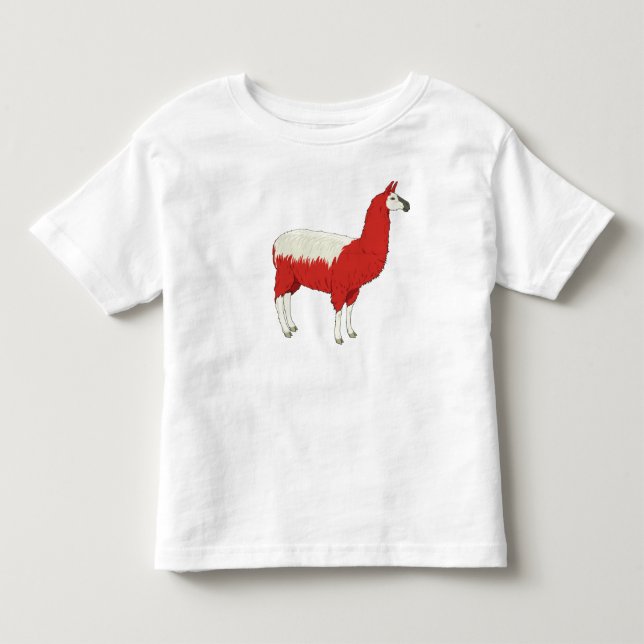 T-shirt Pour Les Tous Petits Llama Rouge Drôle (Devant)