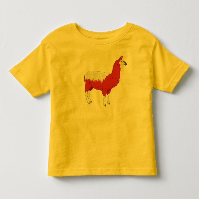 T-shirt Pour Les Tous Petits Llama Rouge Drôle (Devant)