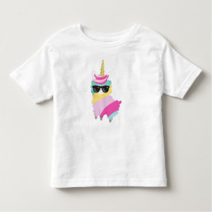 T-shirt Pour Les Tous Petits Llama Unicorne, Llama Avec Lunettes De Soleil, Lla