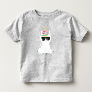 T-shirt Pour Les Tous Petits Llama Unicorne, Llama Avec Lunettes De Soleil, Pet