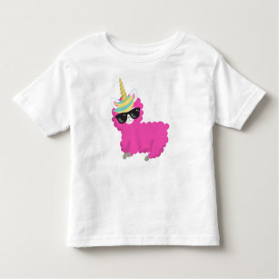 T-shirt Pour Les Tous Petits Llama Unicorne, Llama Mignonne, Llama Avec Lunette