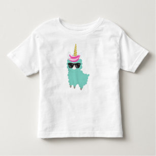 T-shirt Pour Les Tous Petits Llama Unicorne, Llama Vert, Llama Avec Lunettes De