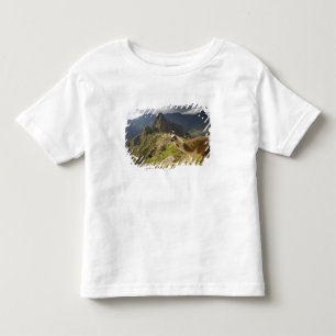 T-shirt Pour Les Tous Petits Llamas et vue sur Machu Picchu,