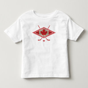 T-shirt Pour Les Tous Petits Logo canadien de drapeau d'hockey