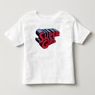 T-shirt Pour Les Tous Petits Logo du nom empilé de la superfille rouge et bleue