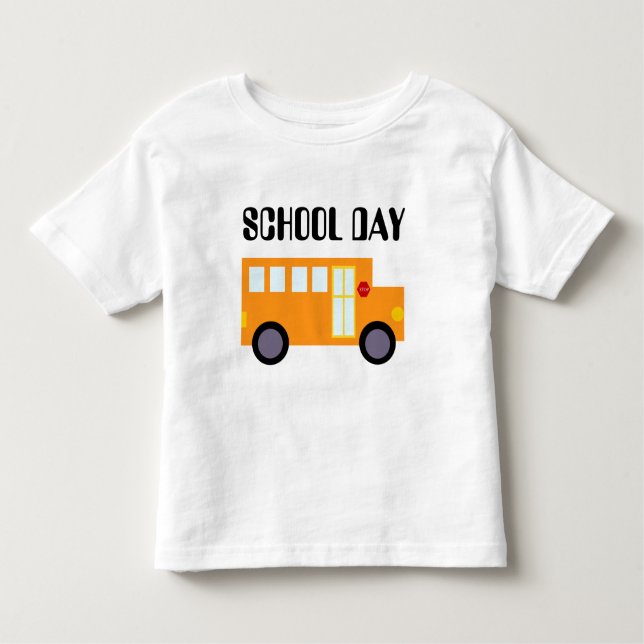T-shirt Pour Les Tous Petits Longue douille d'autobus scolaire d'école d'enfant (Devant)