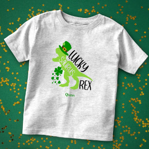 T-shirt Pour Les Tous Petits Lucky Saurus Rex Dinosaur St. Patrick's Day