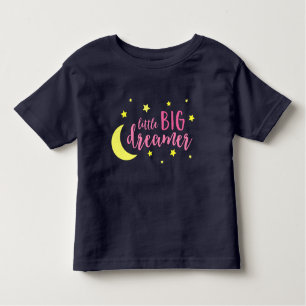 T-shirt Pour Les Tous Petits Lune et rêveur rose d'étoiles petit grand