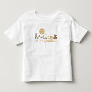 T-shirt Pour Les Tous Petits Lune, étoiles et animaux Premier anniversaire