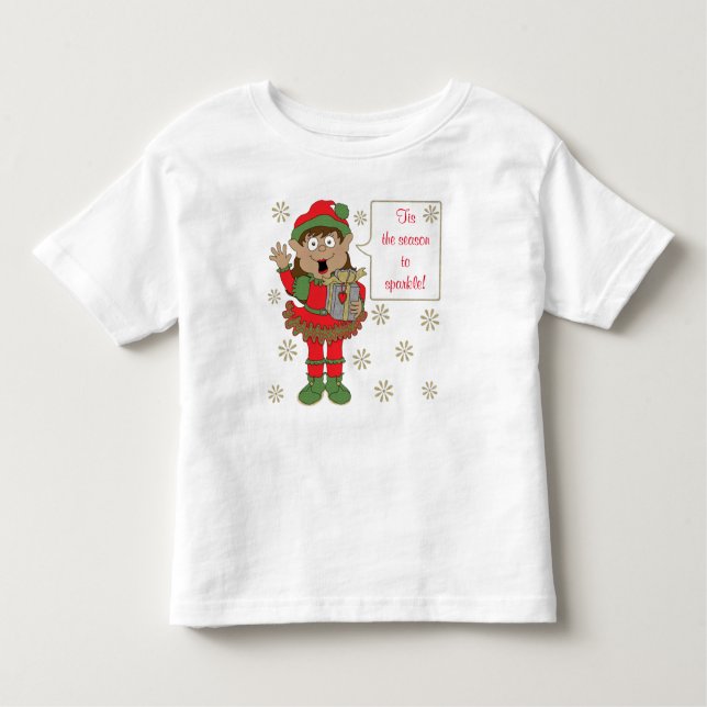 T-shirt Pour Les Tous Petits Lutine de Noël Pailletée de Couleur (Devant)