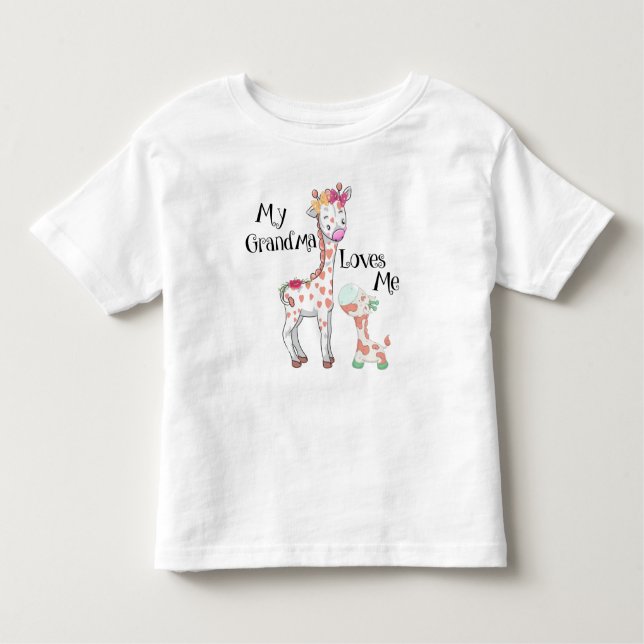 T-shirt Pour Les Tous Petits Ma grand-mère m'aime Giraffe (Devant)
