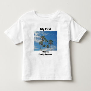 T-shirt Pour Les Tous Petits Ma première famille de Réunion Palmiers et Ciel bl