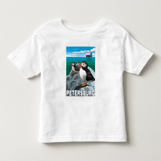 T-shirt Pour Les Tous Petits Macareux et bateau de croisière - Pétersbourg, (Devant)