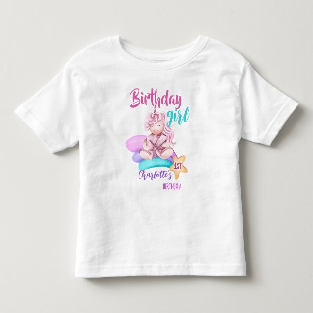 T-shirt Pour Les Tous Petits Magique arc-en-ciel licorne anniversaire personnal (Devant)