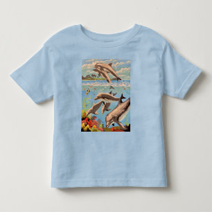 T-shirt Pour Les Tous Petits Main Painted by Number   Dolphins  