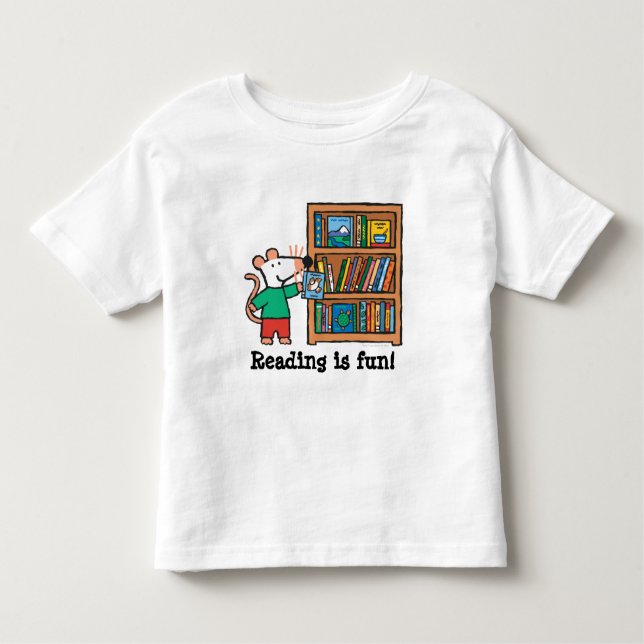 T-shirt Pour Les Tous Petits Maisy et une bibliothèque de livres (Devant)