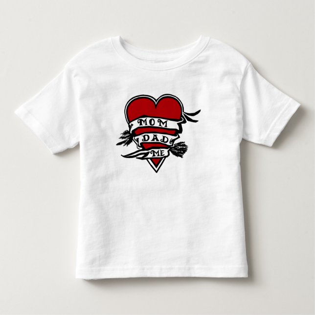 T-shirt Pour Les Tous Petits Maman, papa, et moi, coeur (Devant)