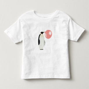 T-shirt Pour Les Tous Petits Manchot Bubble Gum Mignon Qui Souffle une Bulle