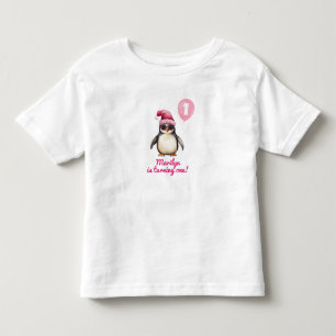 T-shirt Pour Les Tous Petits Manchot rose cool hiver